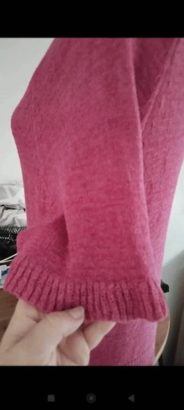 In extenso fuchsia pink short sleeve XS sweater – Women's lightweight V-neck knit – photo 5